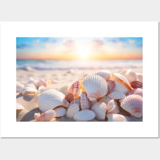 Seashell Beach Nature Serene Tranquil Posters and Art